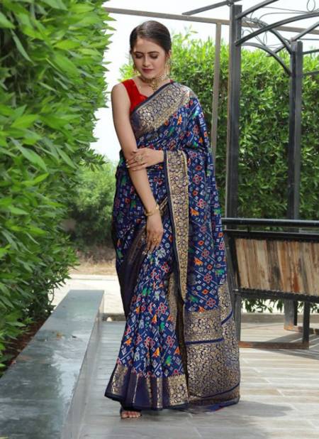 Blue Colour NP 1229 Colours New Designer Exclusive Wear Heavy Banarasi Patola Printed Saree Collection 1229F